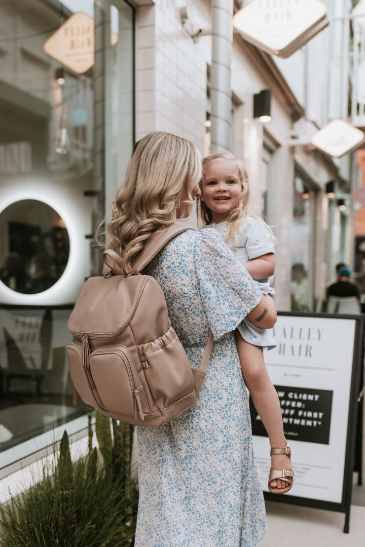 OiOi Dimple Faux Leather Nappy Backpack Oat