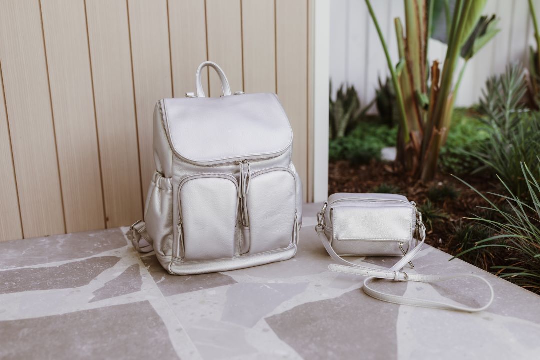 OiOi Dimple Vegan Leather Nappy Backpack Metallic