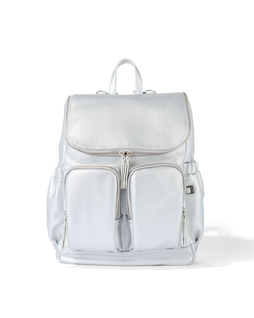 OiOi Dimple Faux Leather Nappy Backpack Metallic