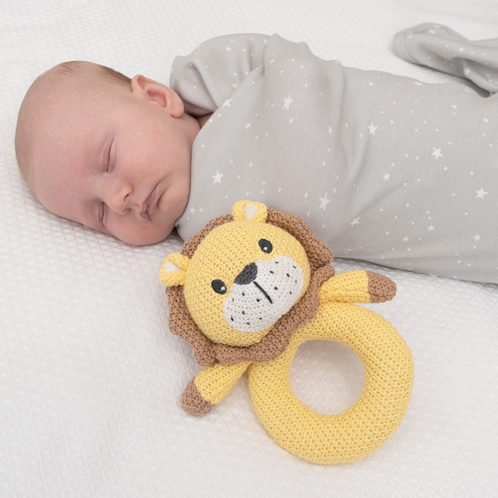 Leo the Lion Knitted Rattle