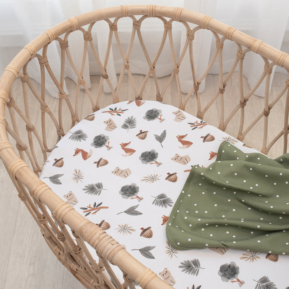 Living Textiles 2 pk Bassinet Fitted Sheets - Forest Retreat