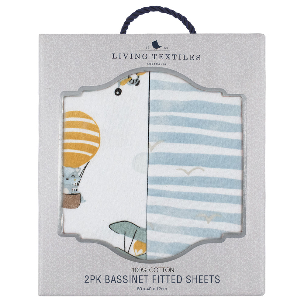 Living Textiles 2 pk Bassinet Fitted Sheets - Up Up & Away