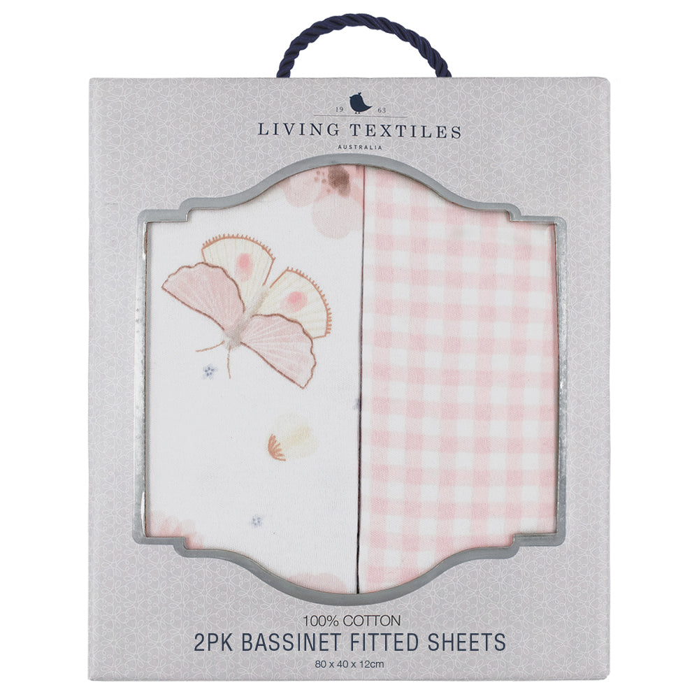 Living Textiles 2 pk Bassinet Fitted Sheets - Butterfly Garden