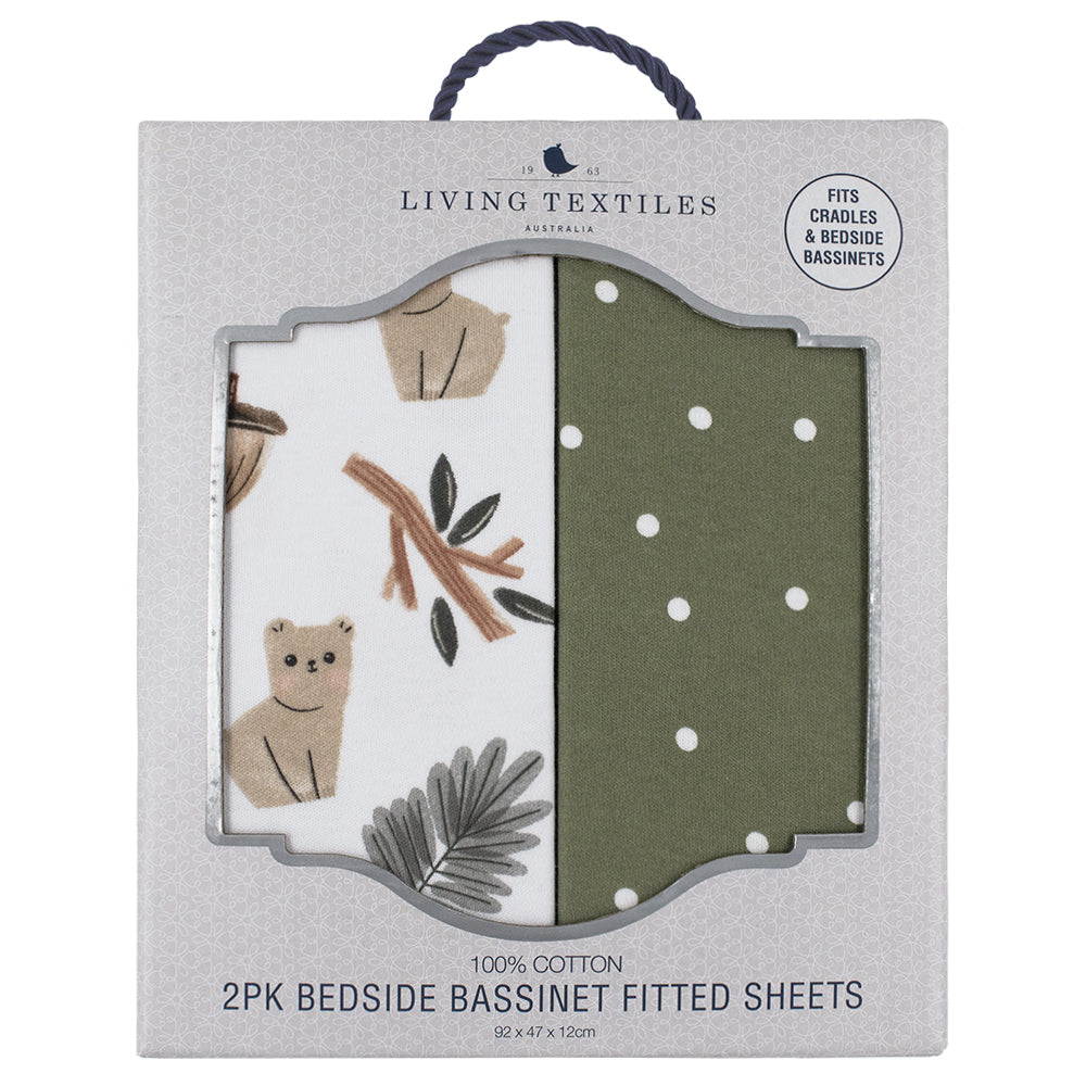 Living Textiles 2 pk Co-Sleeper Fitted Sheets - Forest Retreat