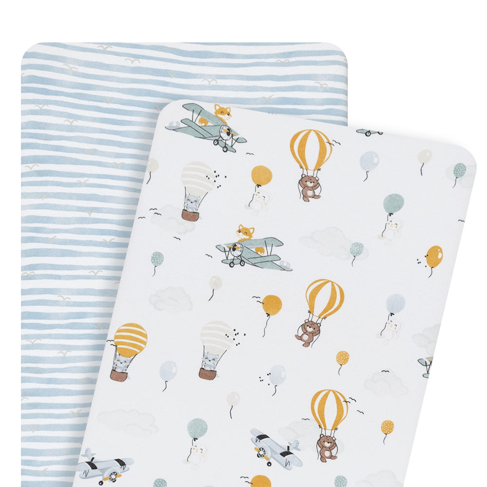 Living Textiles 2 pk Co-Sleeper Fitted Sheets - Up Up & Away