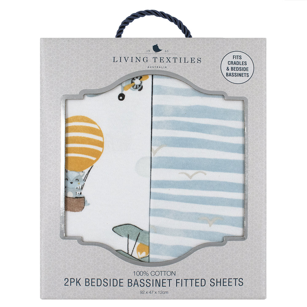 Living Textiles 2 pk Co-Sleeper Fitted Sheets - Up Up & Away
