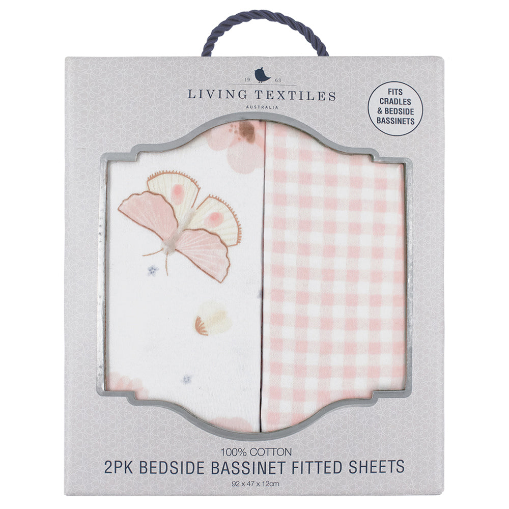 Living Textiles 2 pk Co-Sleeper Fitted Sheets - Butterfly Garden