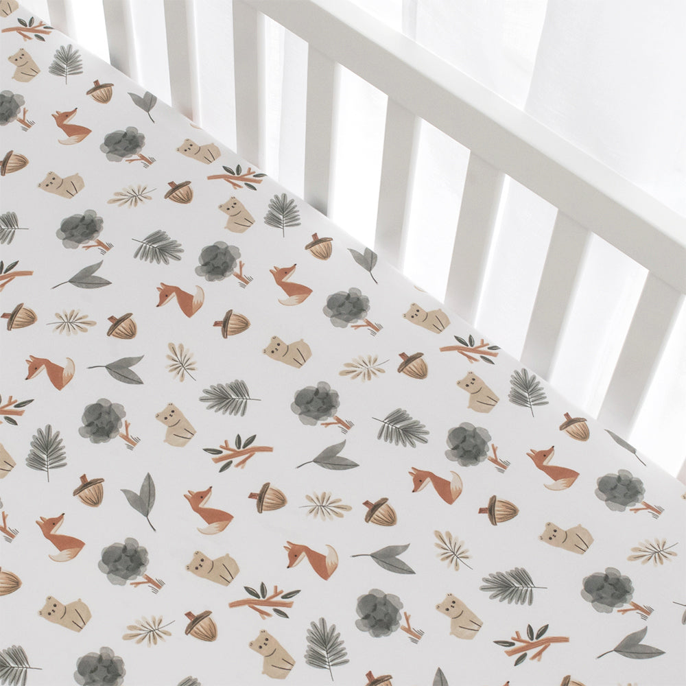 Living Textiles 2 pk Cot Fitted Sheets - Forest Retreat