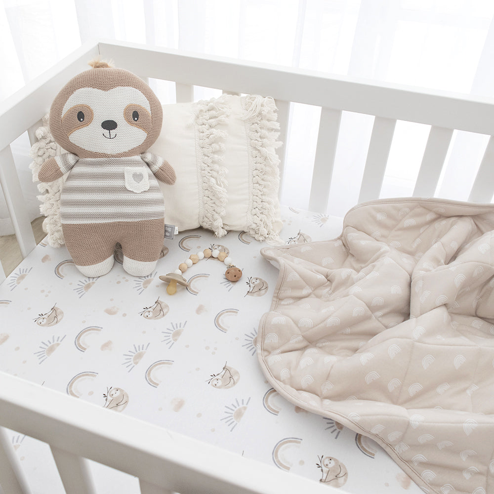 Living Textiles Quilted Cot Comforter - Happy Sloth