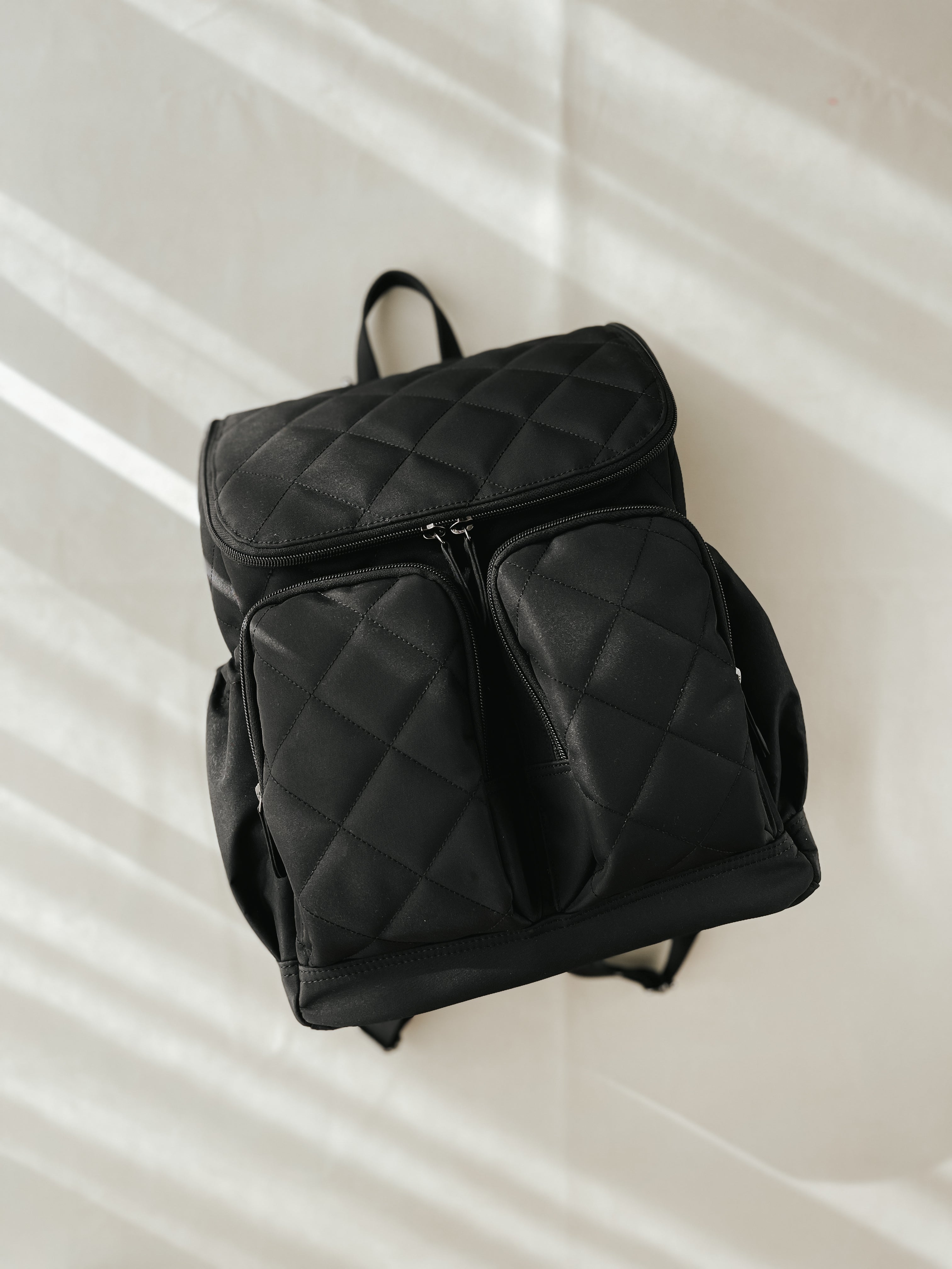 OiOi Diamond Quilt Nappy Backpack Black