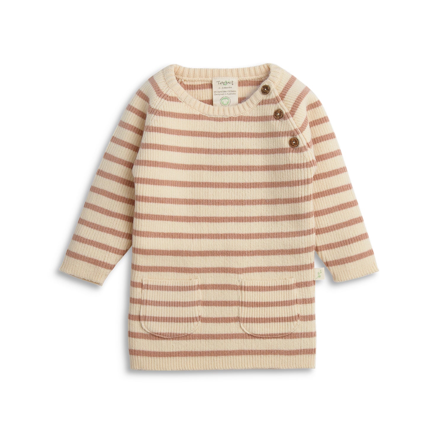 Tiny Twig Knitted Tunic - Clay Stripes