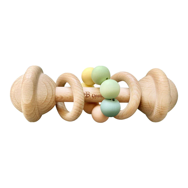 OB Designs Eco Friendly Beechwood and Silicone Rattle