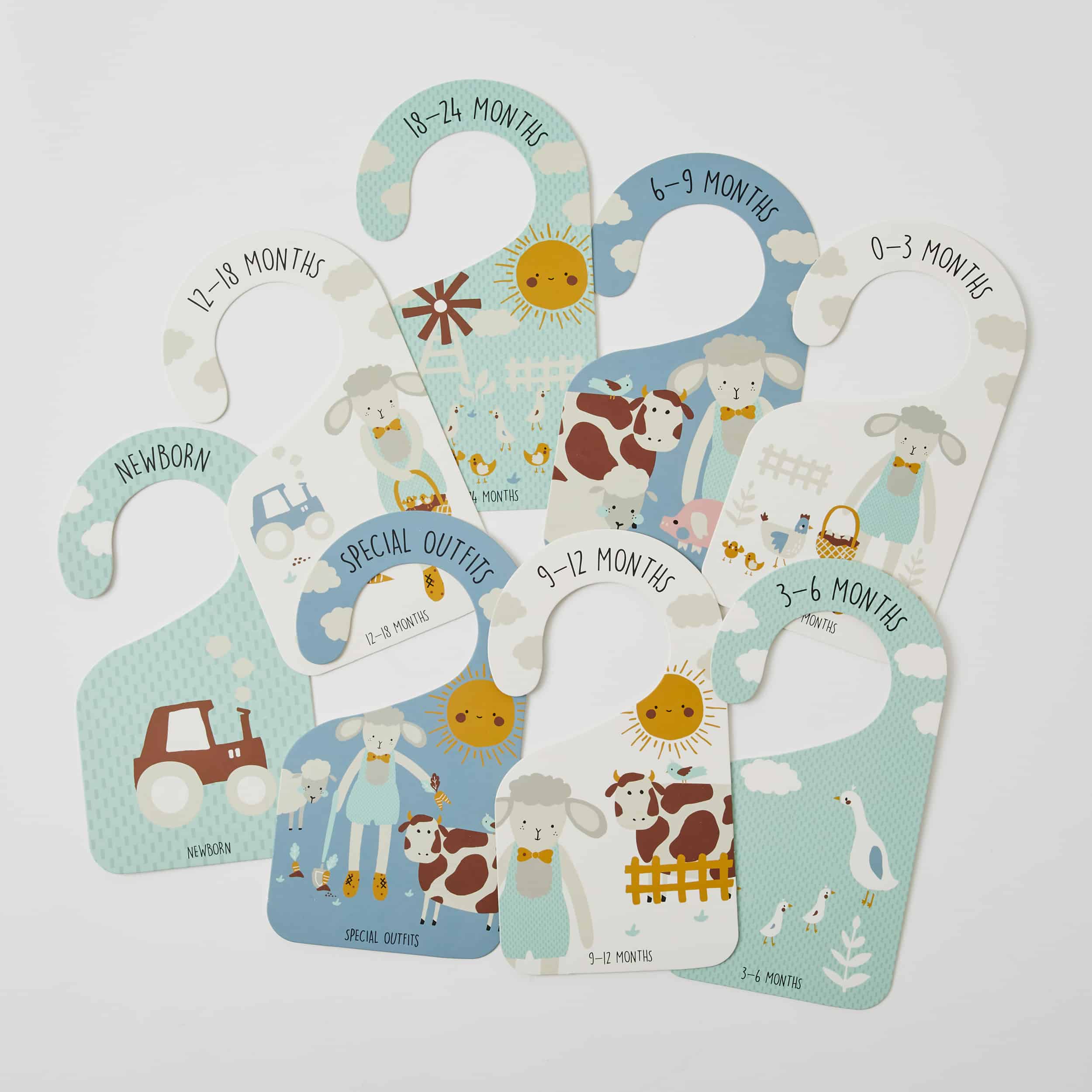 Farm Fun 8pc Baby Wardrobe Size Dividers