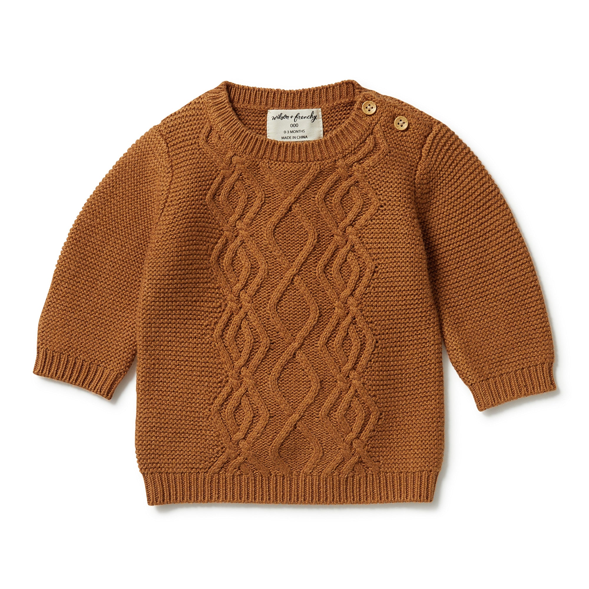 Wilson & Frenchy Knitted Cable Jumper Birdy Floral - Spice
