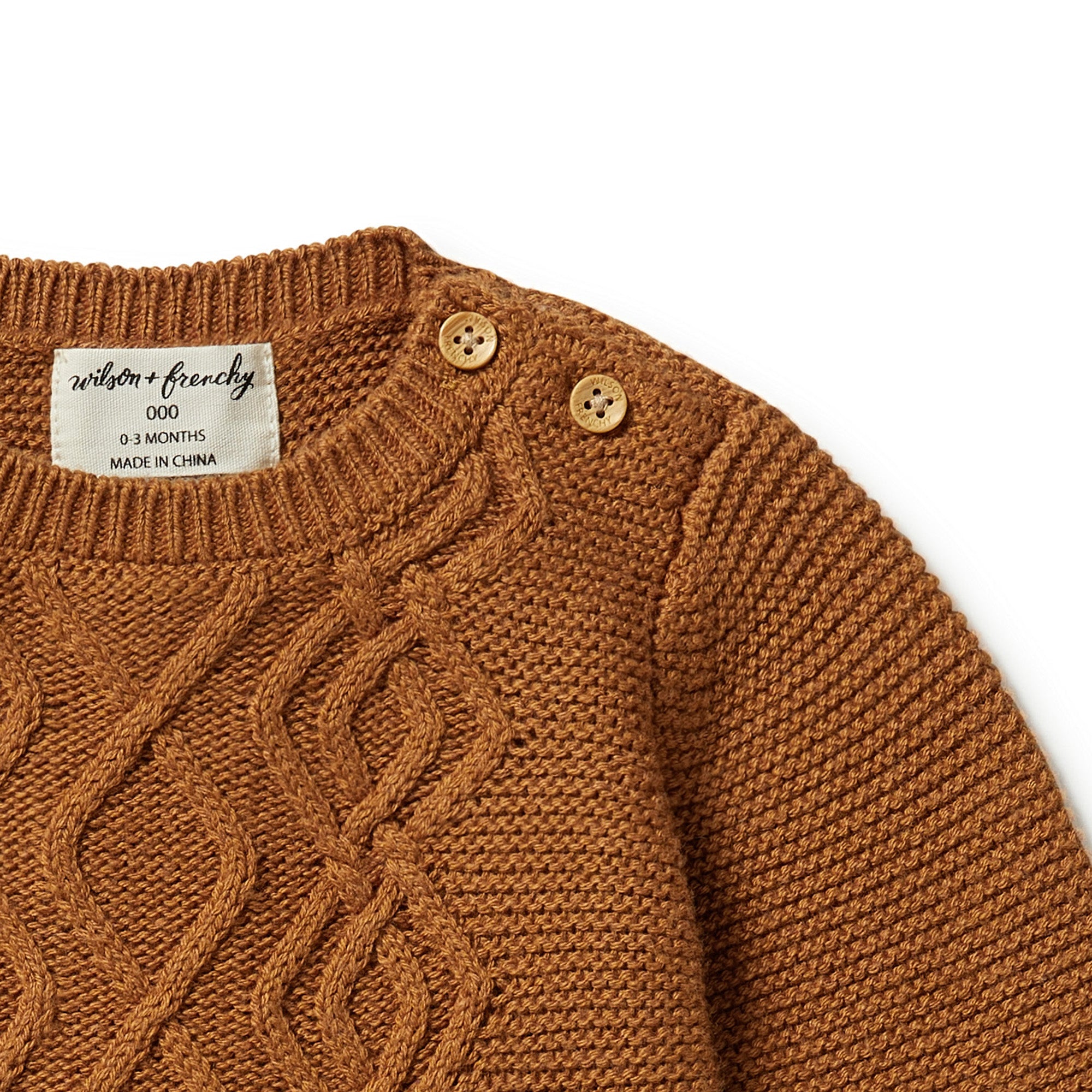 Wilson & Frenchy Knitted Cable Jumper Birdy Floral - Spice