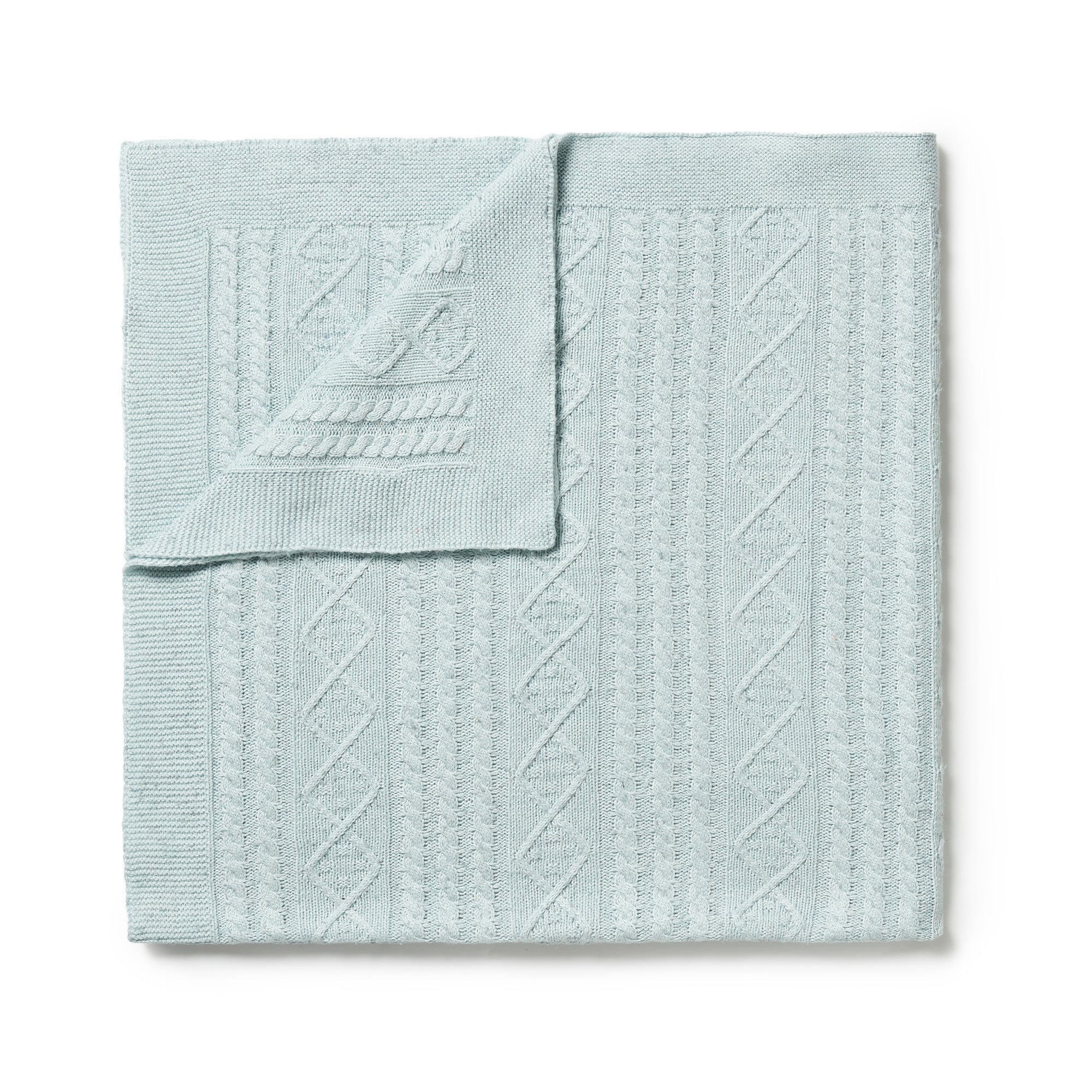 Wilson & Frenchy Knitted Cable Blanket - Mint Fleck
