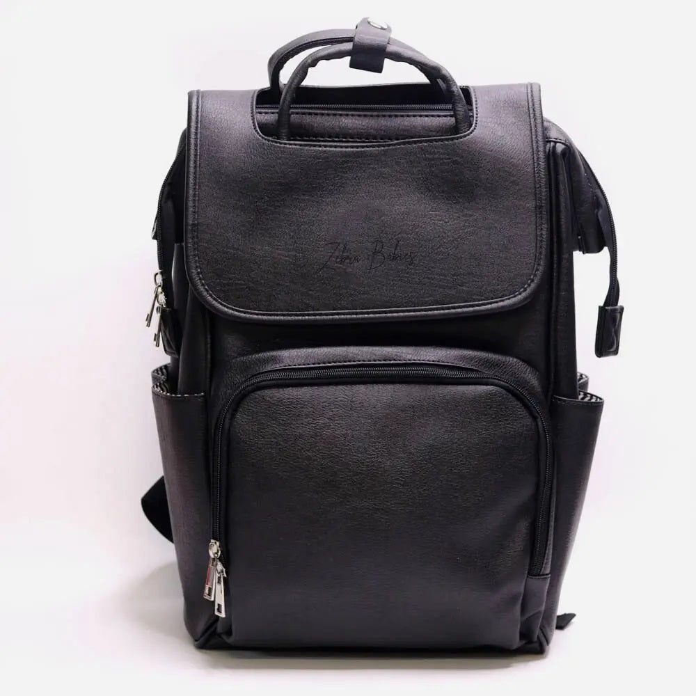 Zebra Babies Nappy Bag Backpack Faux Leather - Smart Tan Black