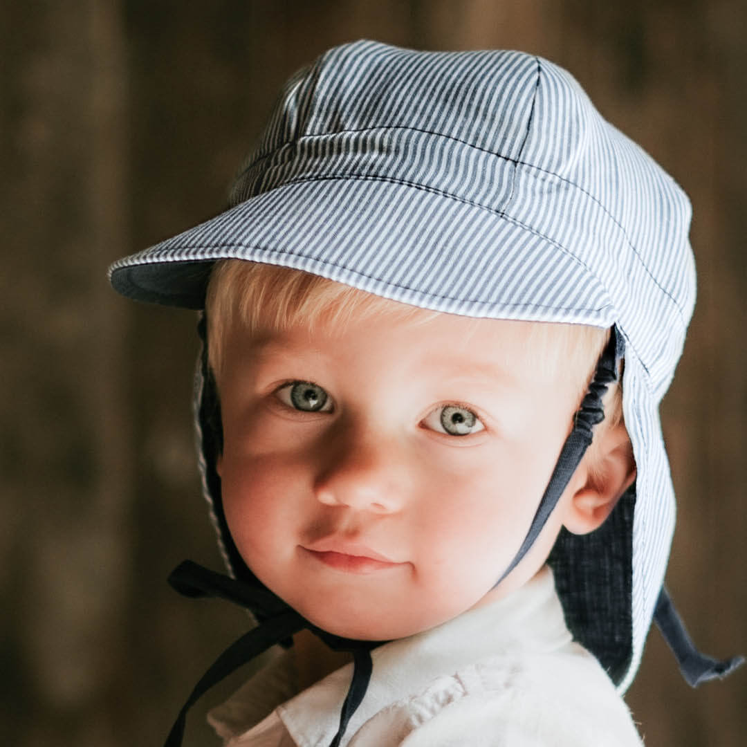 Bedhead Heritage Baby Reversible Flap Sun Hat - Charlie/Indigo