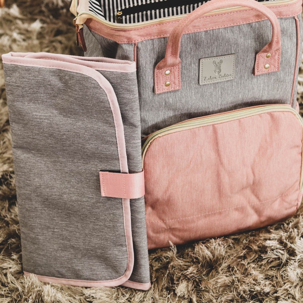 Backpack Nappy Bag Dusty Pink & Grey