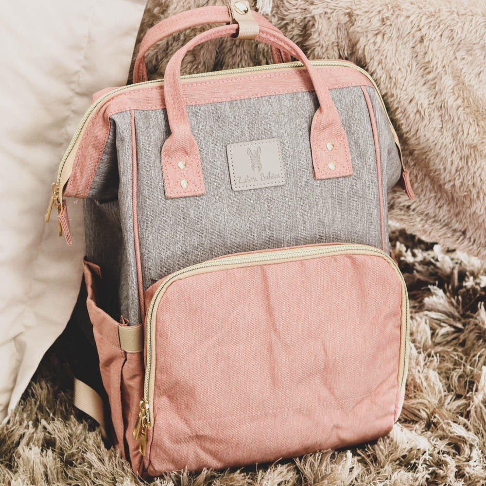 Backpack Nappy Bag Dusty Pink & Grey