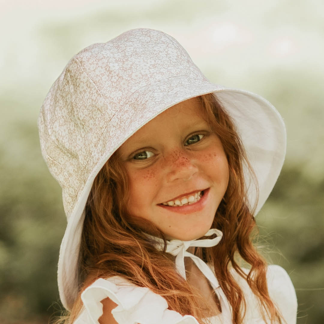 Bedhead Heritage Girls Reversible Panelled Bucket Sun Hat - Willow/Blanc